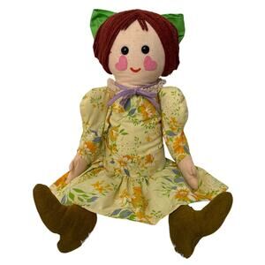 1970s Handmade Style Rag Doll Prairie Girl yarn hair Happenings Boutique 21”